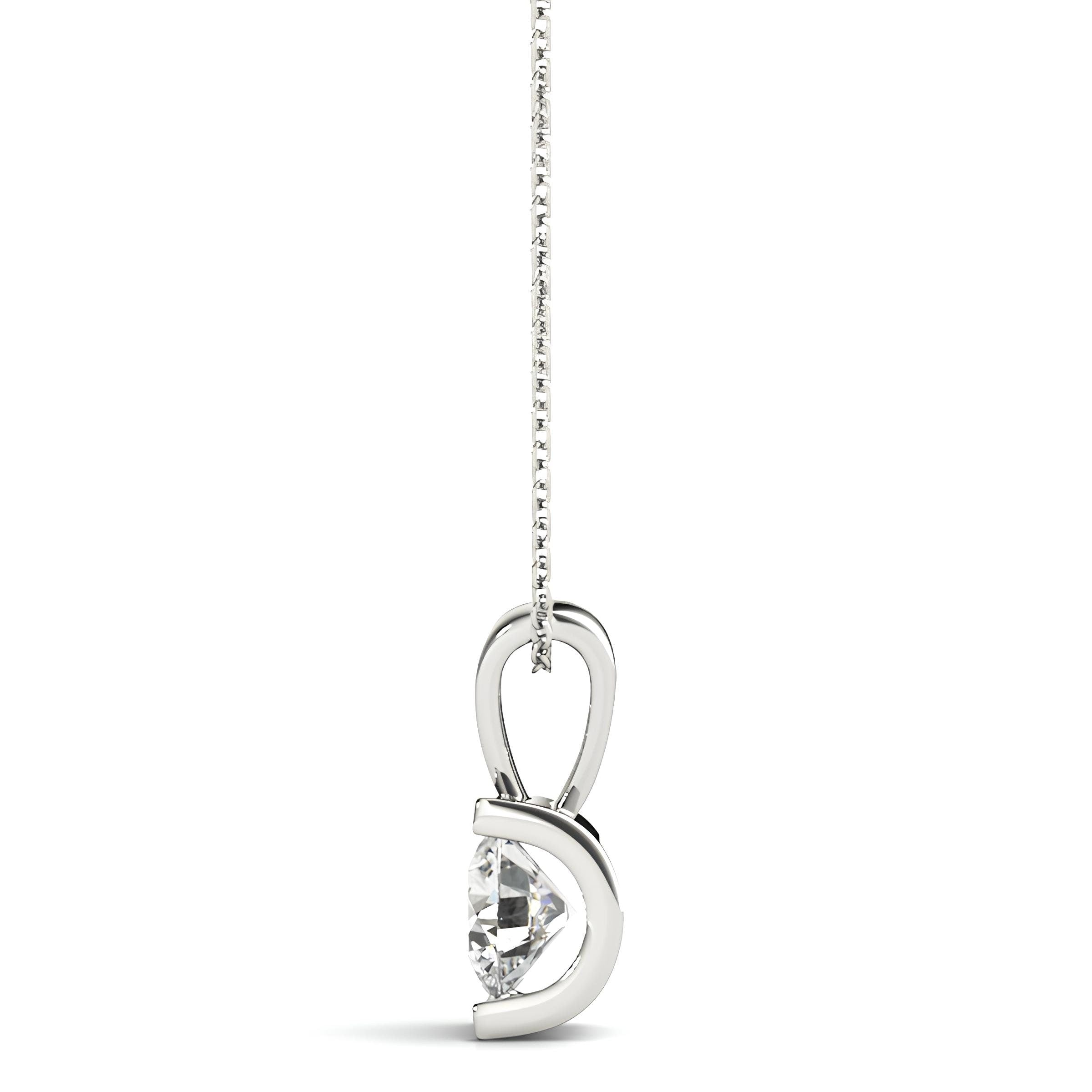 0.50 to 2.00 Ctw Lab Grown Solitaire Round Certified Diamond Gold Pendant Necklace